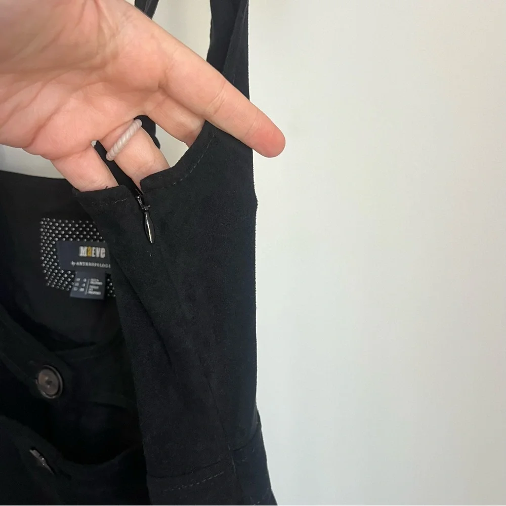 Anthropologie Black Mini Pinafore Dress